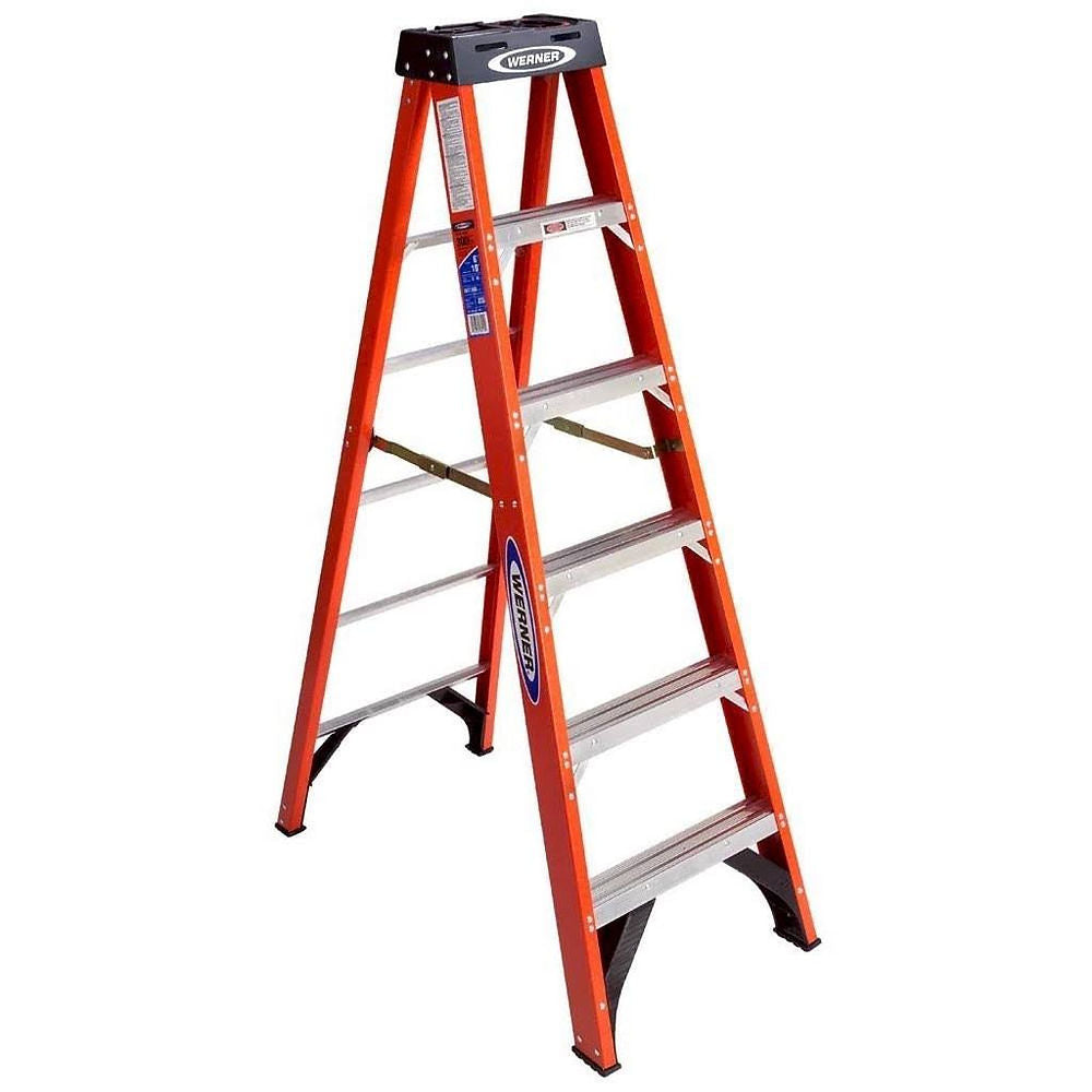 Werner 6 ft. Fiberglass Step Ladder with 300 lb. Load Capacity Type iA Duty