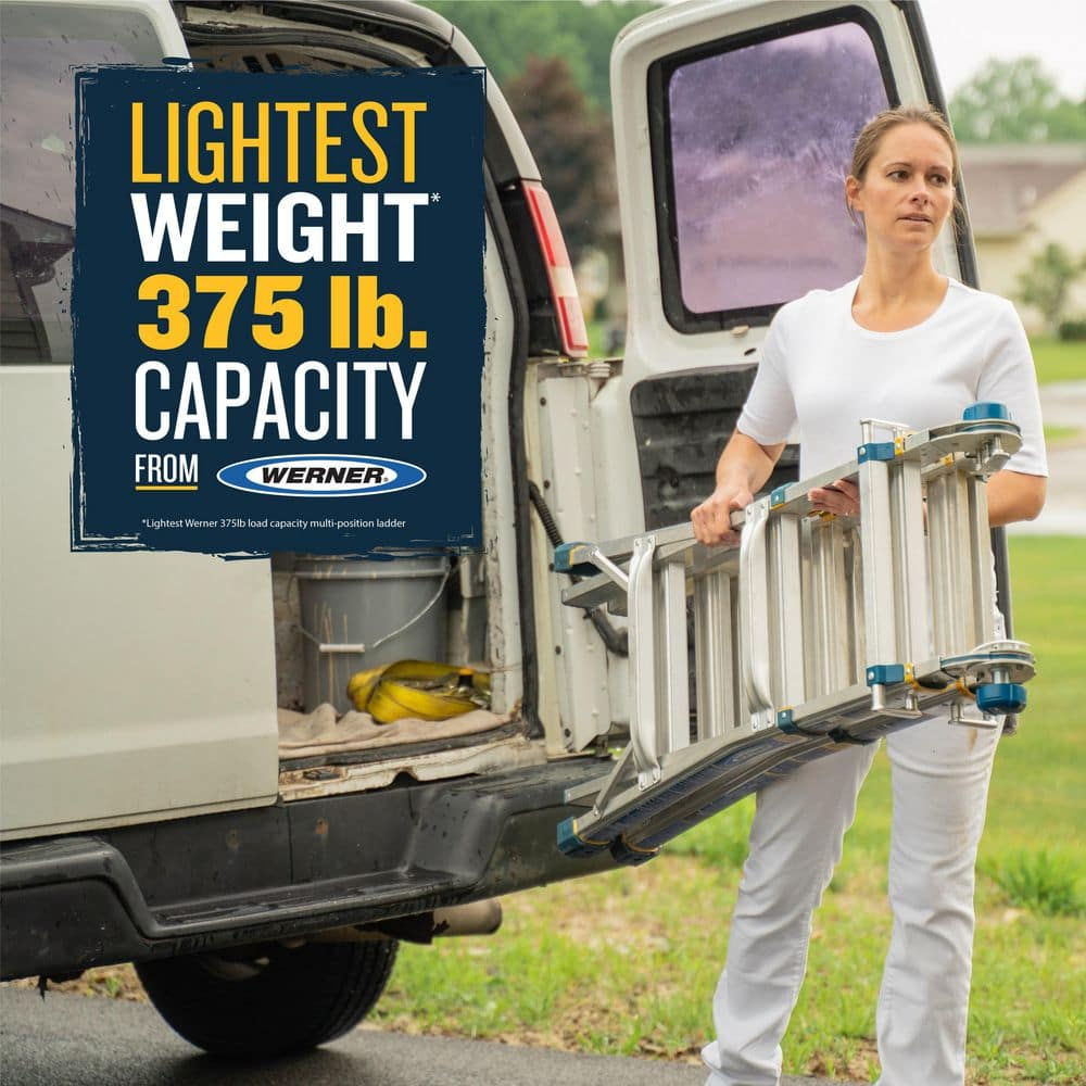 Werner 22ft Reach Height Multi-position Ladder, 375lb Load Capacity